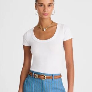 MADEWELL Scoop Neck White T Shirt Ribbed Slim Fit Top Women’s Size XXS New